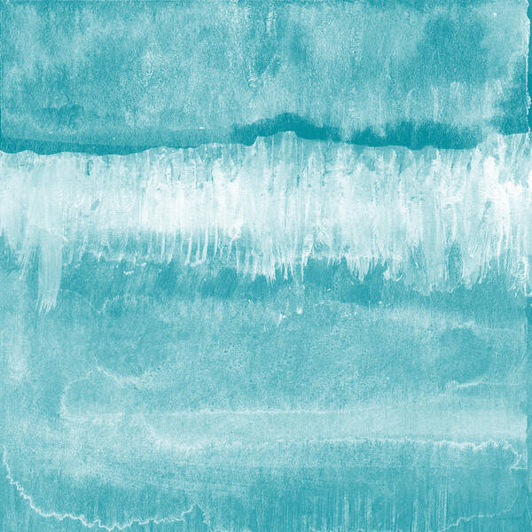 Abstract Poster featuring the mixed media Beach Day Blue- Art by Linda Woods by Linda Woods