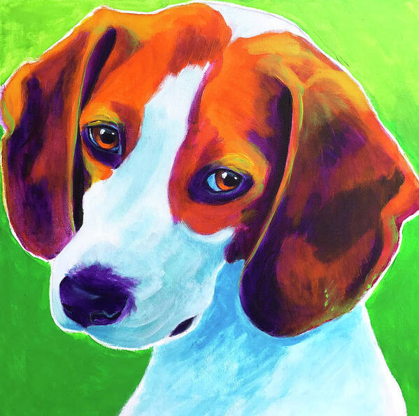 Pet Portrait Poster featuring the painting Beagle - Watson by Dawg Painter