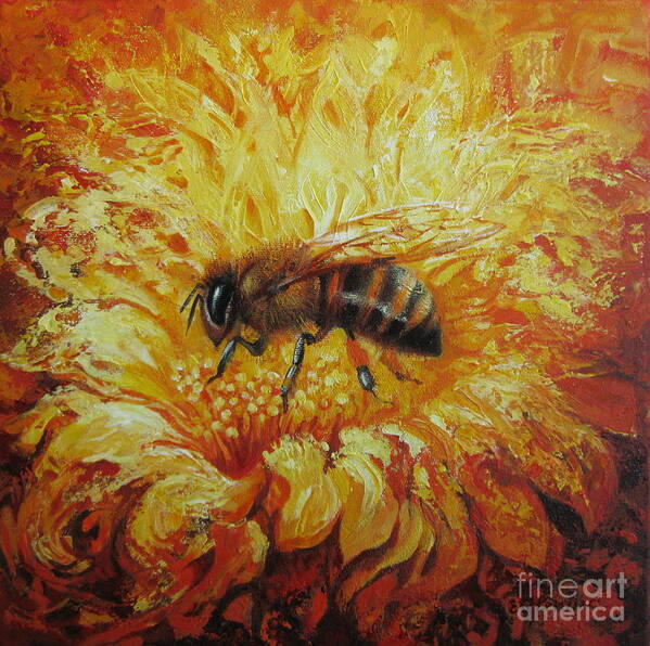 Bee Poster featuring the painting Bee by Elena Oleniuc