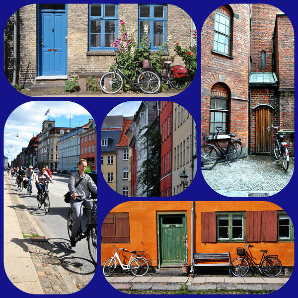 Scandinavian Countries Poster featuring the photograph Bicycles around Copenhagen by Jacqueline M Lewis