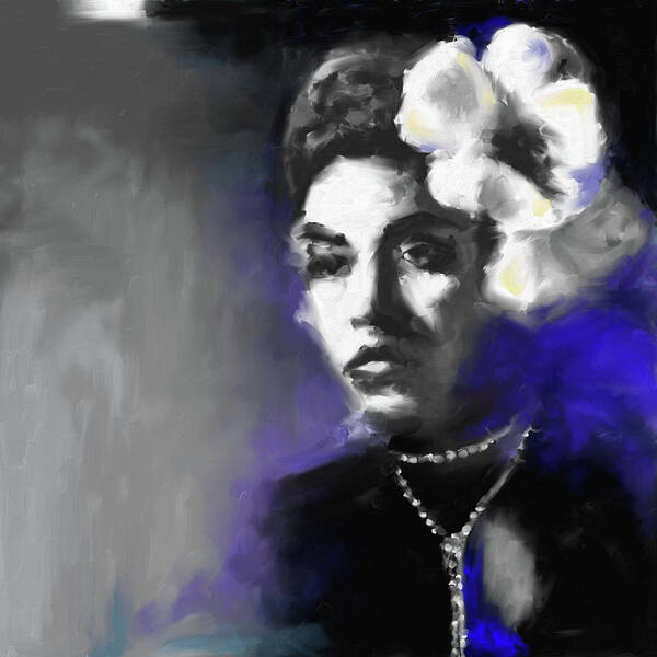 Billie Holiday Poster featuring the painting Billie Holiday 549 1 by Mawra Tahreem