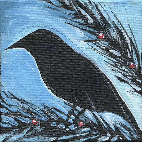 Bird Poster featuring the painting Bird And Berries #16 by Tim Nyberg