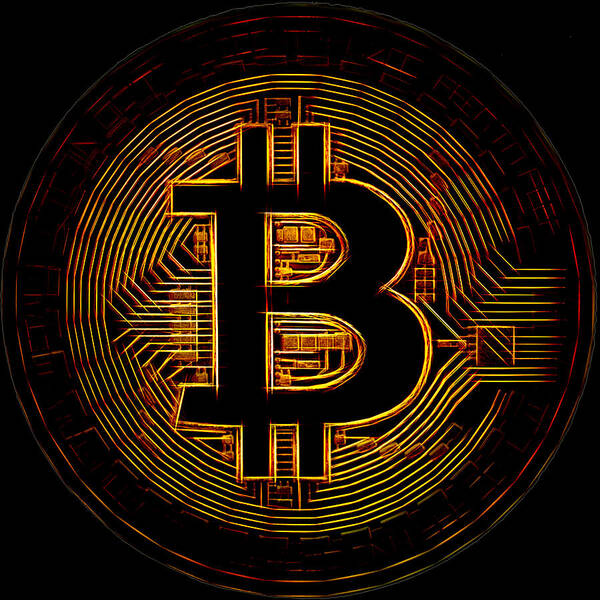 Bitcoin Poster featuring the digital art Bitcoin by Kaylee Mason