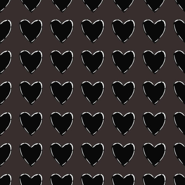 Hearts Poster featuring the mixed media Black and White Hearts 1- Art by Linda Woods by Linda Woods