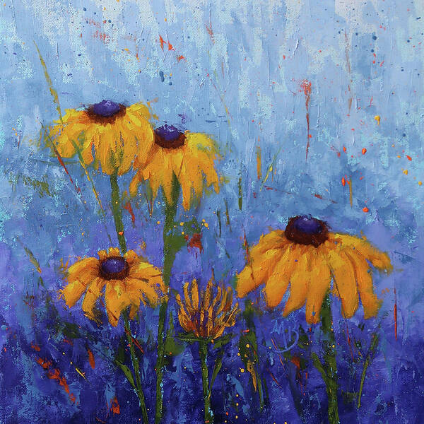 Flowers Poster featuring the painting Black-eyed Susans by Monica Burnette