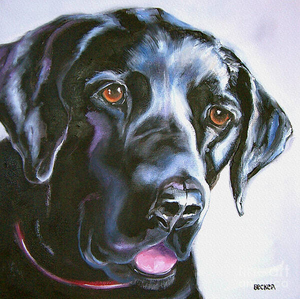 Dogs Poster featuring the painting Black Lab No Ordinary Love by Susan A Becker