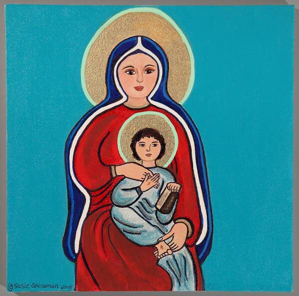 Mary Poster featuring the painting Blessed Mary and Child Jesus by Susie Grossman