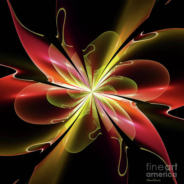 Fractal Poster featuring the digital art Bloom With Red by Deborah Benoit