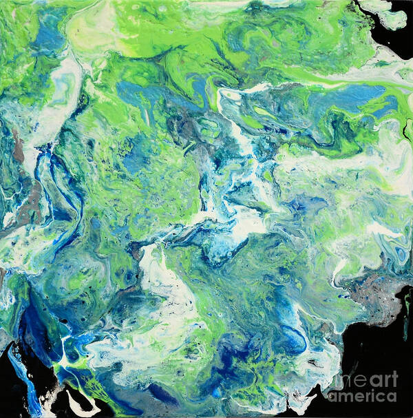 Green Poster featuring the painting Blue and Green Vibrations by Shelly Tschupp