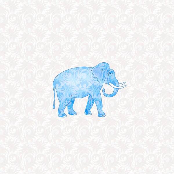 Elephant Poster featuring the digital art Blue Damask Elephant by Antique Images 