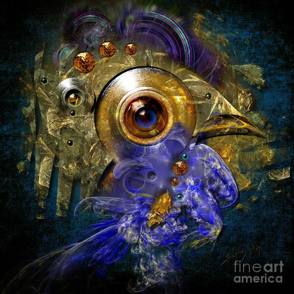 Animals Poster featuring the painting Blue eyed bird by Alexa Szlavics