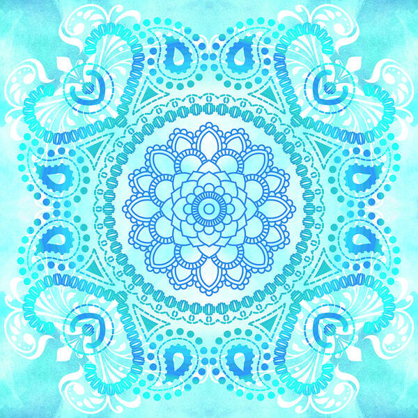 Blue Poster featuring the painting Blue Lotus Mandala by Tammy Wetzel