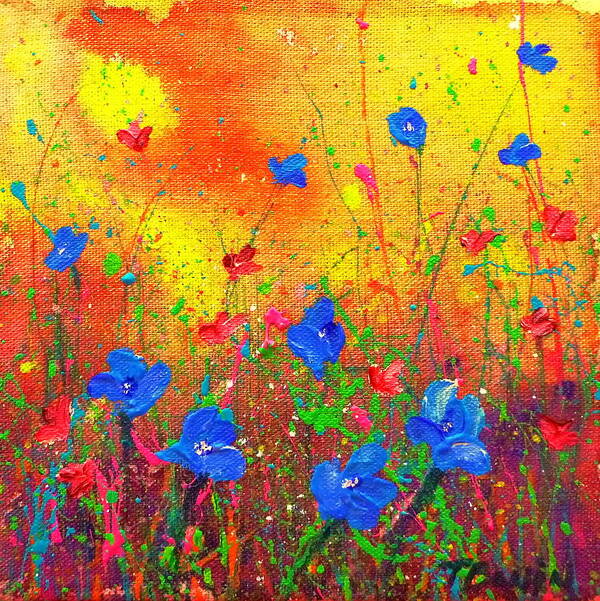 Flowers Poster featuring the painting Blue Posies II by Tracy Bonin