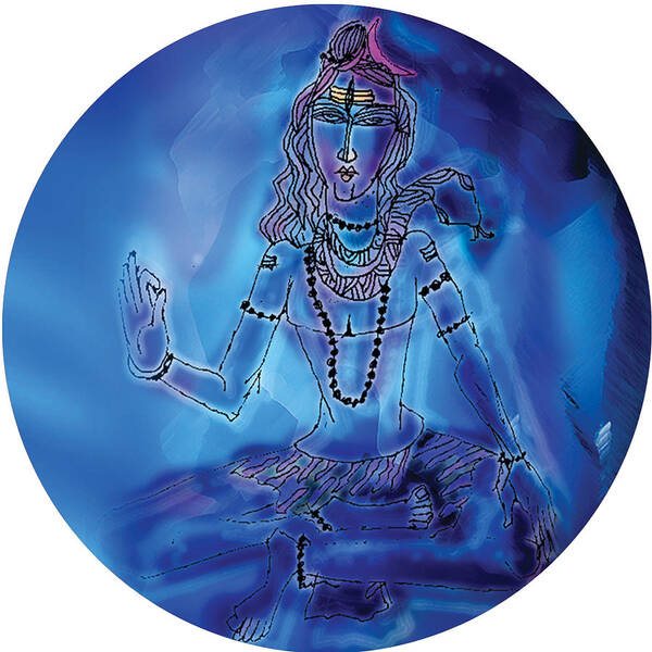 Himalaya Poster featuring the painting Blue Shiva by Guruji Aruneshvar Paris Art Curator Katrin Suter