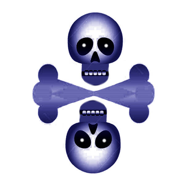 Blue Skulls Poster featuring the digital art Blue Skulls by Xueyin Chen