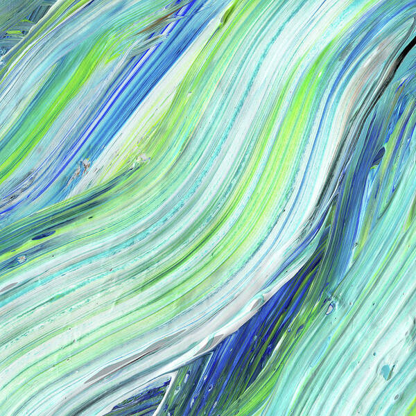 Abstract Poster featuring the painting Blue Wave Abstract Art for Interior Decor IV by Irina Sztukowski