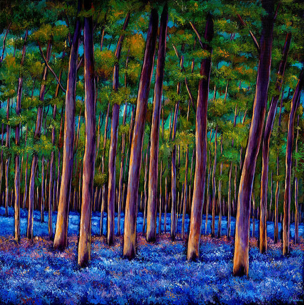 Landscape Poster featuring the painting Bluebell Wood by Johnathan Harris
