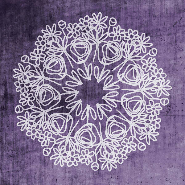 Boho Poster featuring the mixed media Boho Floral Mandala 2- Art by Linda Woods by Linda Woods