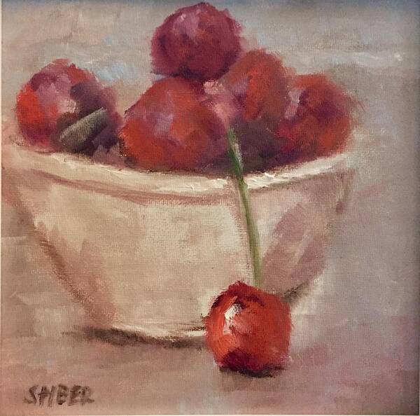Bowl Of Cherries Poster featuring the painting Bowl of Cherries by Kathy Stiber