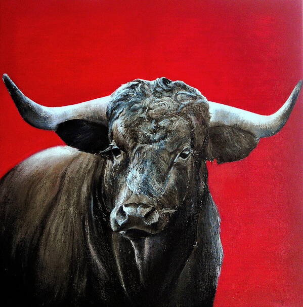 Brave Poster featuring the painting Brave Bull I by Tomas Castano