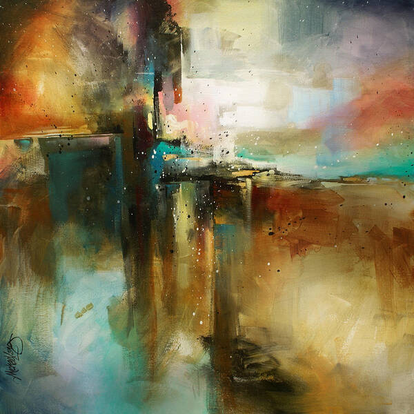 Abstract Art Poster featuring the painting 'Bridge to Eternity' by Michael Lang