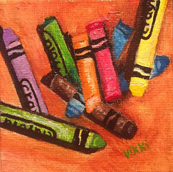 Miniature Poster featuring the painting Broken Crayons by Vikki Angel