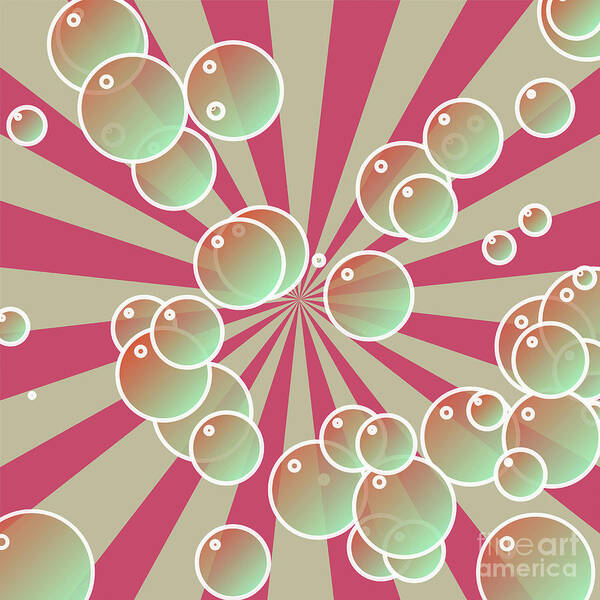 Bubbles Poster featuring the digital art Bubbles on radial background by Gaspar Avila