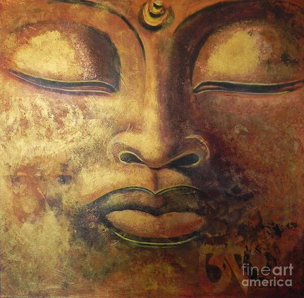 Buddha Poster featuring the painting Buddha in Gold by Jolanta Shiloni