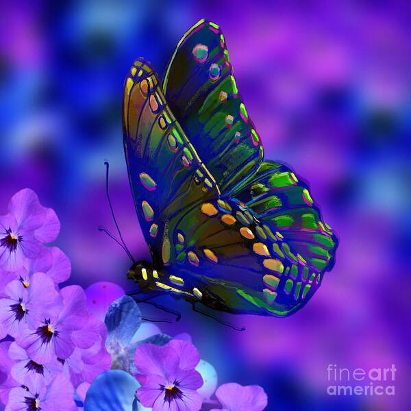 Digital Art Graphics Butterfly With Soft And Pastels Poster featuring the digital art Butterflies Are Free by Gayle Price Thomas