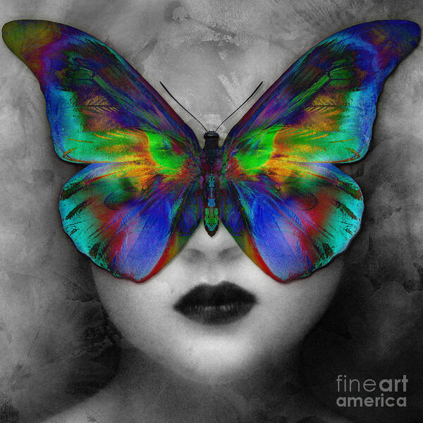 Butterfly Poster featuring the digital art Butterfly Girl by Klara Acel