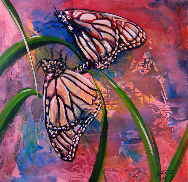 Butterflies Poster featuring the painting Butterfly Love by AnnaJo Vahle