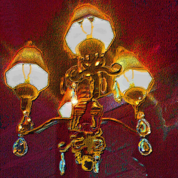 Pub Decor Poster featuring the digital art Pub Chandelier by Pamela Smale Williams