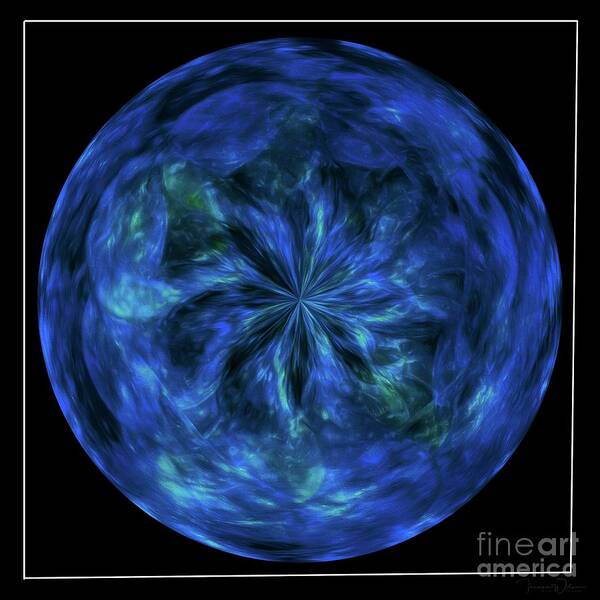 Blue Poster featuring the photograph Calming Blue Orb by Teresa Wilson
