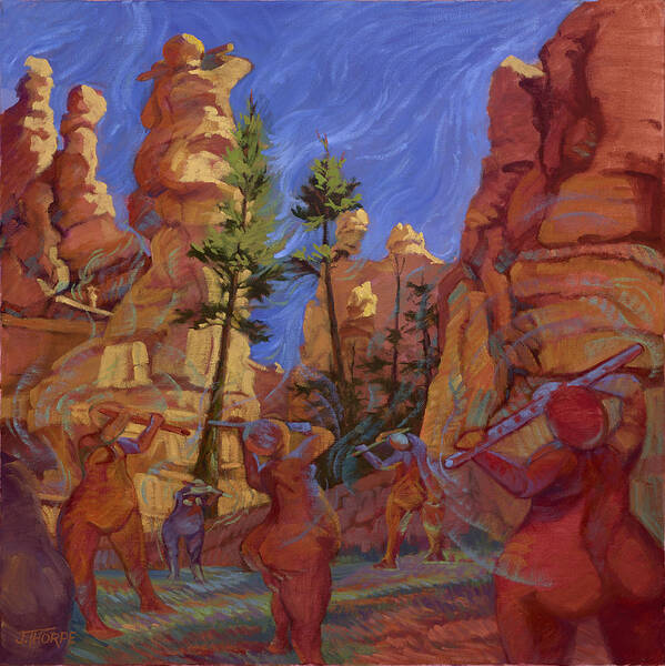Canyon Poster featuring the painting Canyon Echoes by Jane Thorpe