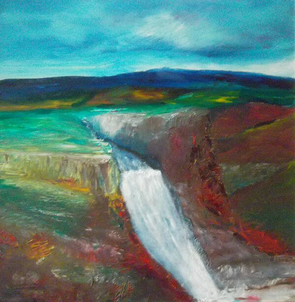 Abstract Poster featuring the painting Canyon Falls by Susan Esbensen