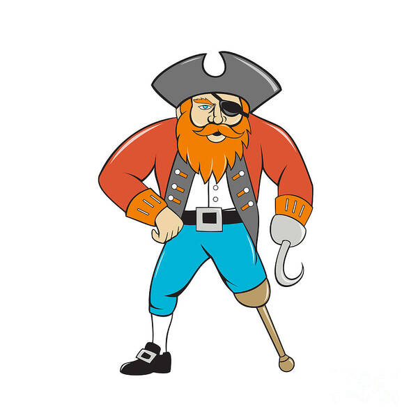 Captain Hook Pirate Wooden Leg Cartoon Poster by Aloysius