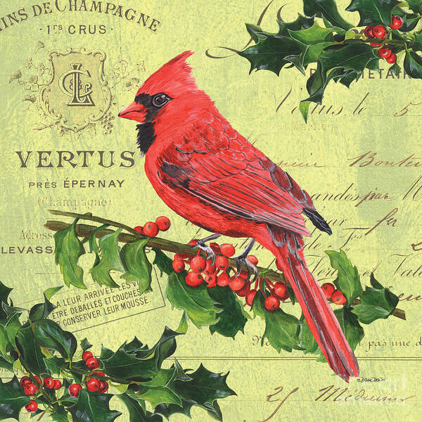 Bird Poster featuring the painting Cardinal Peace by Debbie DeWitt