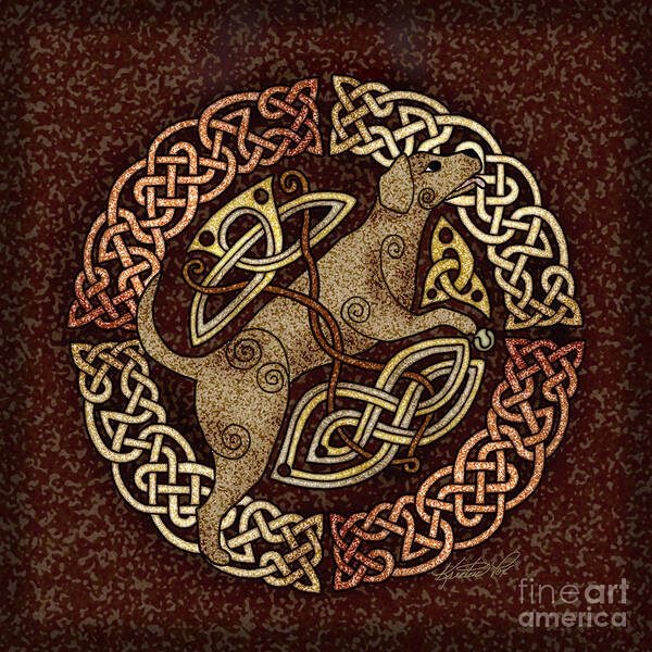 Artoffoxvox Poster featuring the mixed media Celtic Dog by Kristen Fox