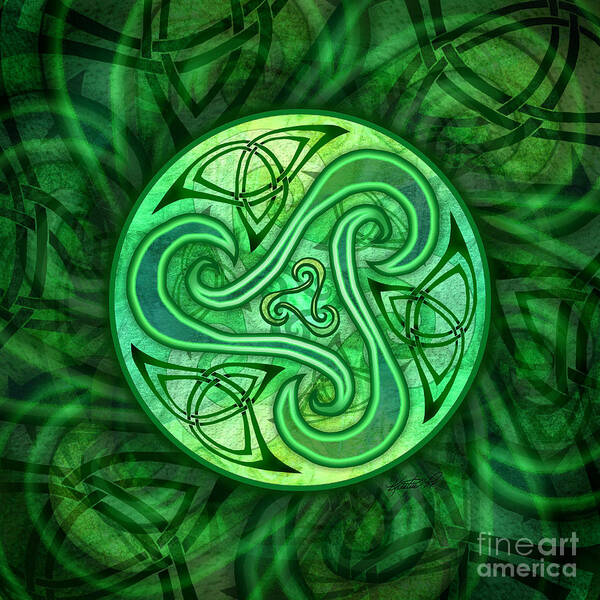 Artoffoxvox Poster featuring the mixed media Celtic Triskele by Kristen Fox