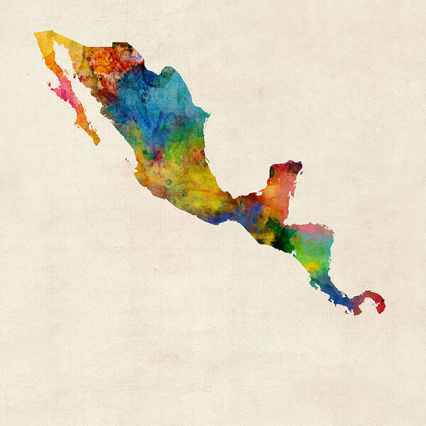 Central America Poster featuring the photograph Central America and Mexico Watercolor Map by Michael Tompsett