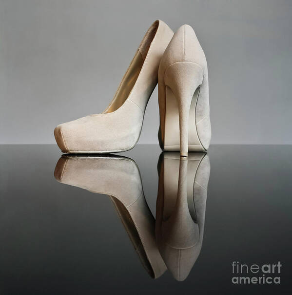 Champagne High Heel Shoes Poster featuring the photograph Champagne Stiletto Shoes by Terri Waters
