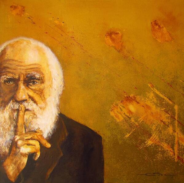 Charles Darwin - On The Origin Of Species. Charles Darwin Portrait Painting Poster featuring the painting Charles R. Darwin by Eric Dee