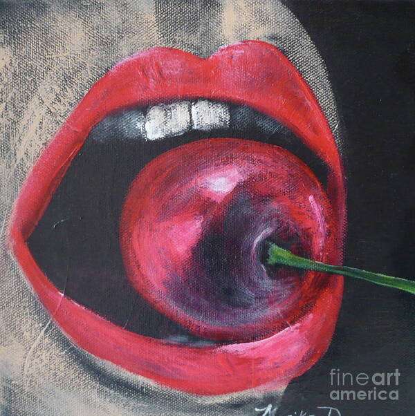 Cherry Poster featuring the painting Cherry Love by Monika Shepherdson