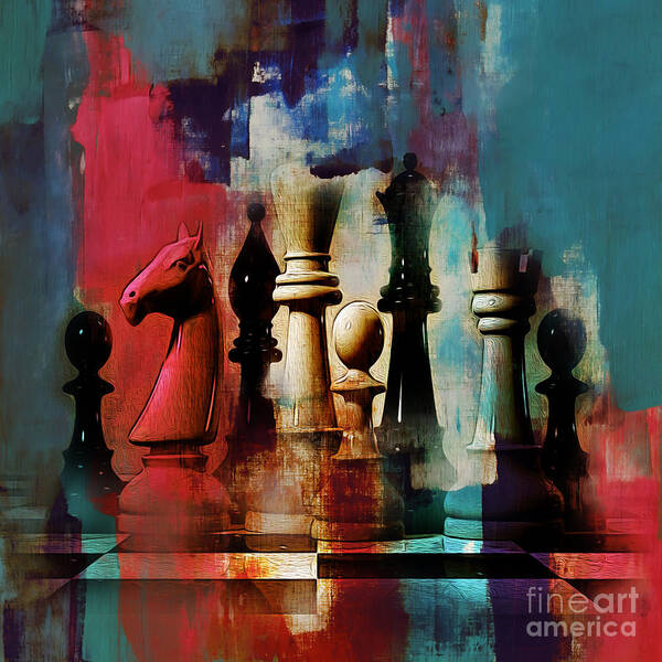 Chess Poster featuring the painting Chess Painting by Gull G