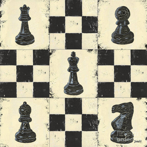 Chess Poster featuring the painting Chess Pieces by Debbie DeWitt