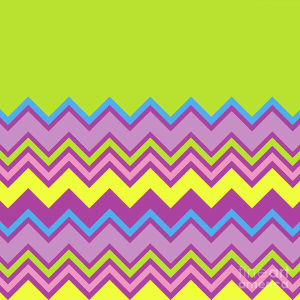 Lime Green Poster featuring the digital art Chevron Bright Green Yellow Blue Purple Zigzag Pattern by Beverly Claire Kaiya