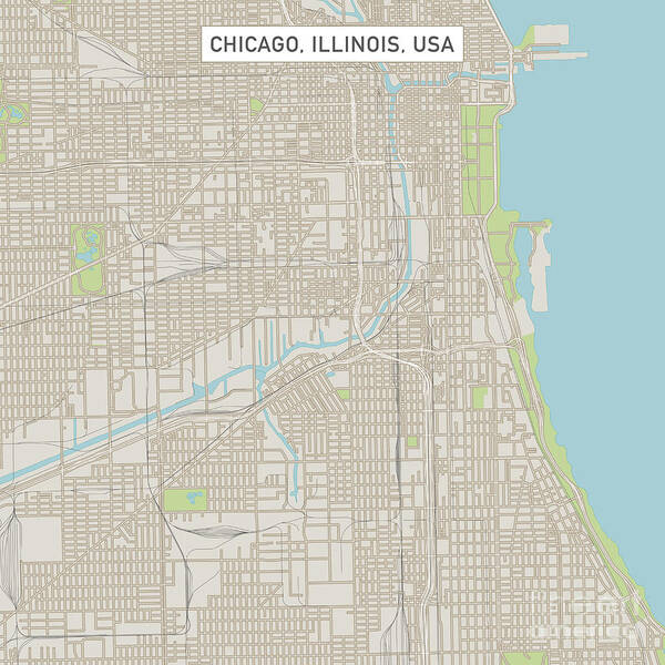 Chicago Poster featuring the digital art Chicago Illinois US City Street Map by Frank Ramspott