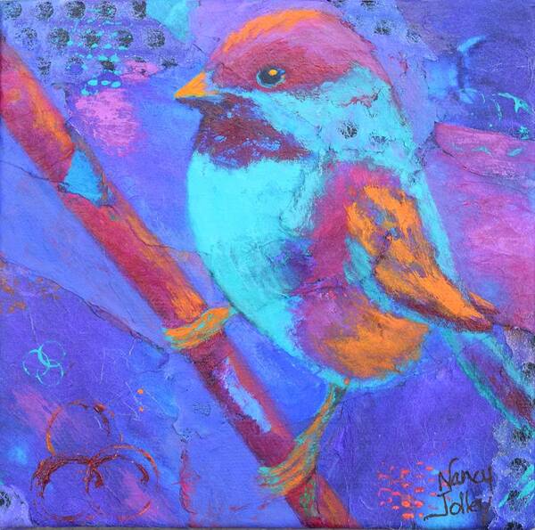 Chickadee Poster featuring the painting Chickadee by Nancy Jolley