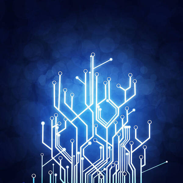 Abstract Poster featuring the photograph Circuit Board Technology by Setsiri Silapasuwanchai