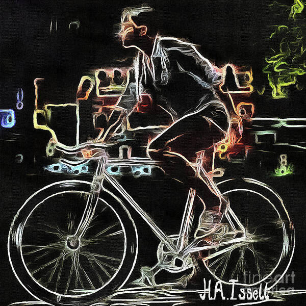 Bike Poster featuring the digital art City Biker by Humphrey Isselt